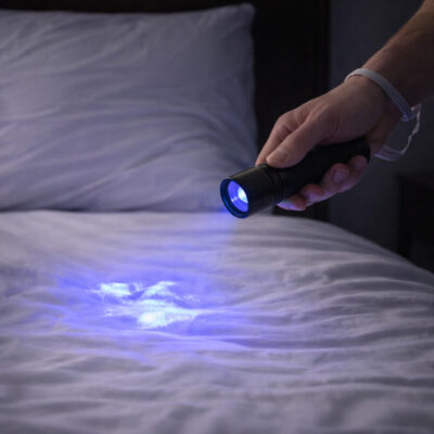 UV-taskulamppu jäljitykseen sänky